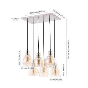 Sydney 18.88" Bohemian Farmhouse Iron/Glass Cluster LED Pendant - JONATHAN Y